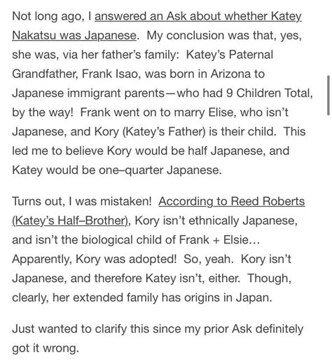 korean katey|Katey is not a quarter Japanese. Her father was adopted..